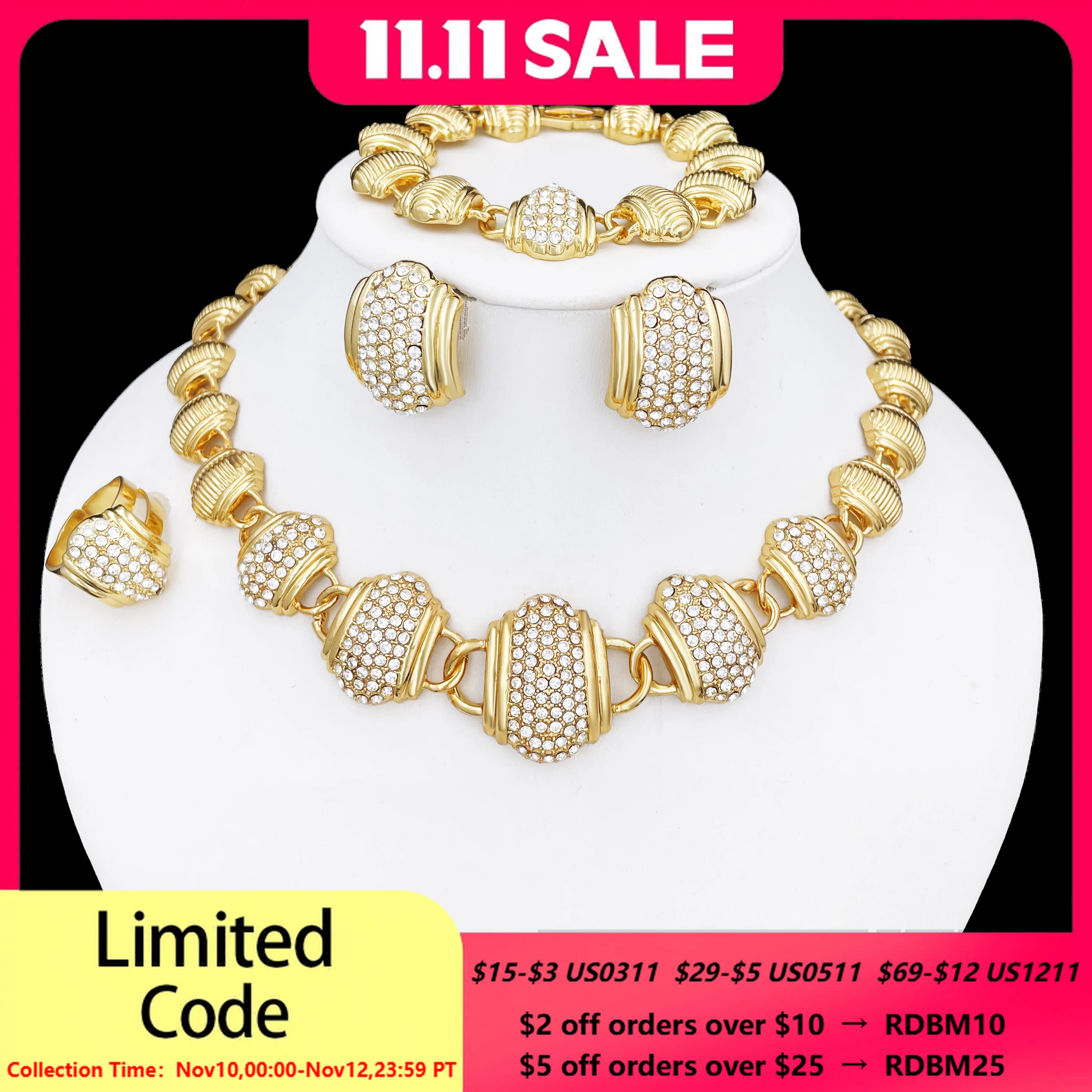 Арабская Женская бижутерия высокого качества с покрытием из 18-каратного золота, круглое ожерелье, серьги, браслет и кольцо, подарок для свадебной вечеринки
Арабская Женская бижутерия высокого качества с покрытием из 18-каратного золота, круглое ожерелье, серьги, браслет и кольцо, подарок для свадебной вечеринки