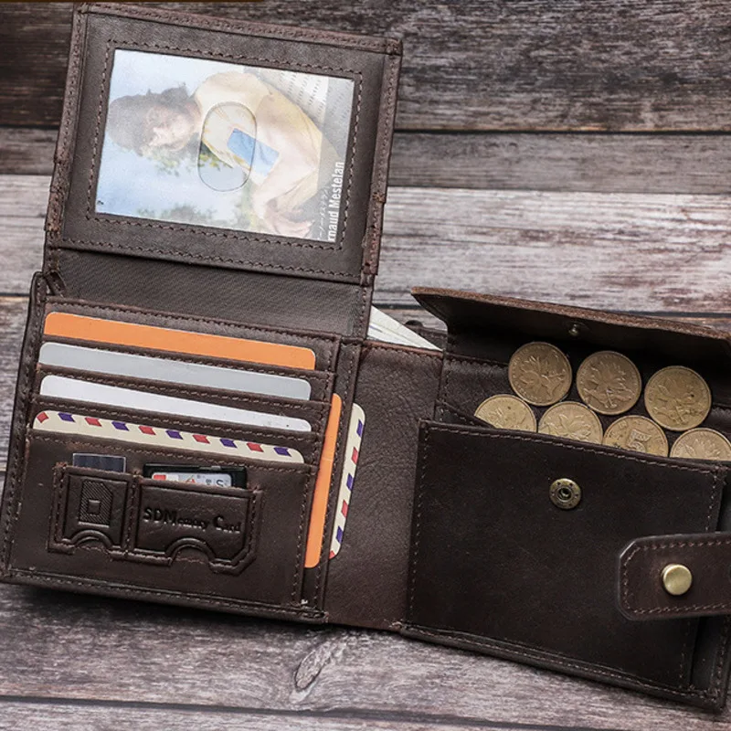 Fashionable British Style Top Layer Cowhid Crazy Horse Cowhide Anti Theft Brush Multi Card Three Fold Men's Wallet Men's Wallets
Fashionable British Style Top Layer Cowhid Crazy Horse Cowhide Anti Theft Brush Multi Card Three Fold Men's Wallet Men's Wallets