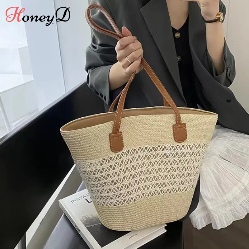 Women's Large Capacity Shoulder Bag Summer Straw Woven Basket Handbag Fashion Female Luxury Designer Beach Bag Bali Shopper Tote
Women's Large Capacity Shoulder Bag Summer Straw Woven Basket Handbag Fashion Female Luxury Designer Beach Bag Bali Shopper Tote