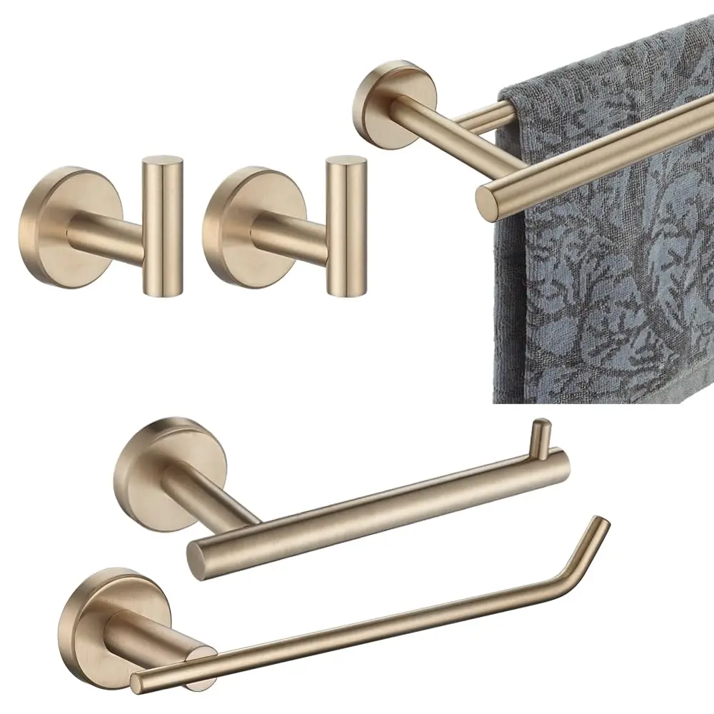 5 Piece Bathroom Hardware Set Champagne Bronze Wall Mount Towel Bar Hand Towel Holder Toilet Paper Holder Hooks
5 Piece Bathroom Hardware Set Champagne Bronze Wall Mount Towel Bar Hand Towel Holder Toilet Paper Holder Hooks