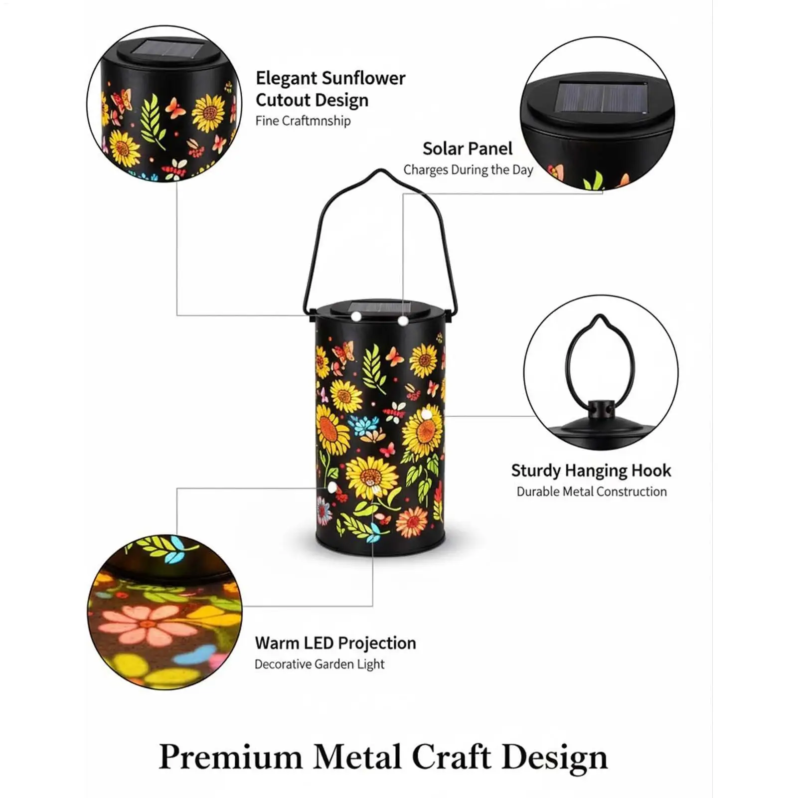 Garden Lantern Solar Powered Vintage Hangable Lamp Decoration Solar Power Sunflower Light For Outside For Yard Backyard Porch
Garden Lantern Solar Powered Vintage Hangable Lamp Decoration Solar Power Sunflower Light For Outside For Yard Backyard Porch