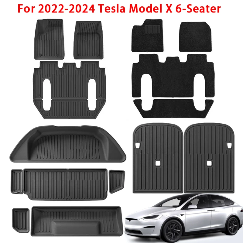 for Tesla Model X 2024 2023 2022 6-seats Floor Mats, TPE Full Set Floor Liners Rear Back Seat Cover Trunk Mats and Cargo Liners
for Tesla Model X 2024 2023 2022 6-seats Floor Mats, TPE Full Set Floor Liners Rear Back Seat Cover Trunk Mats and Cargo Liners