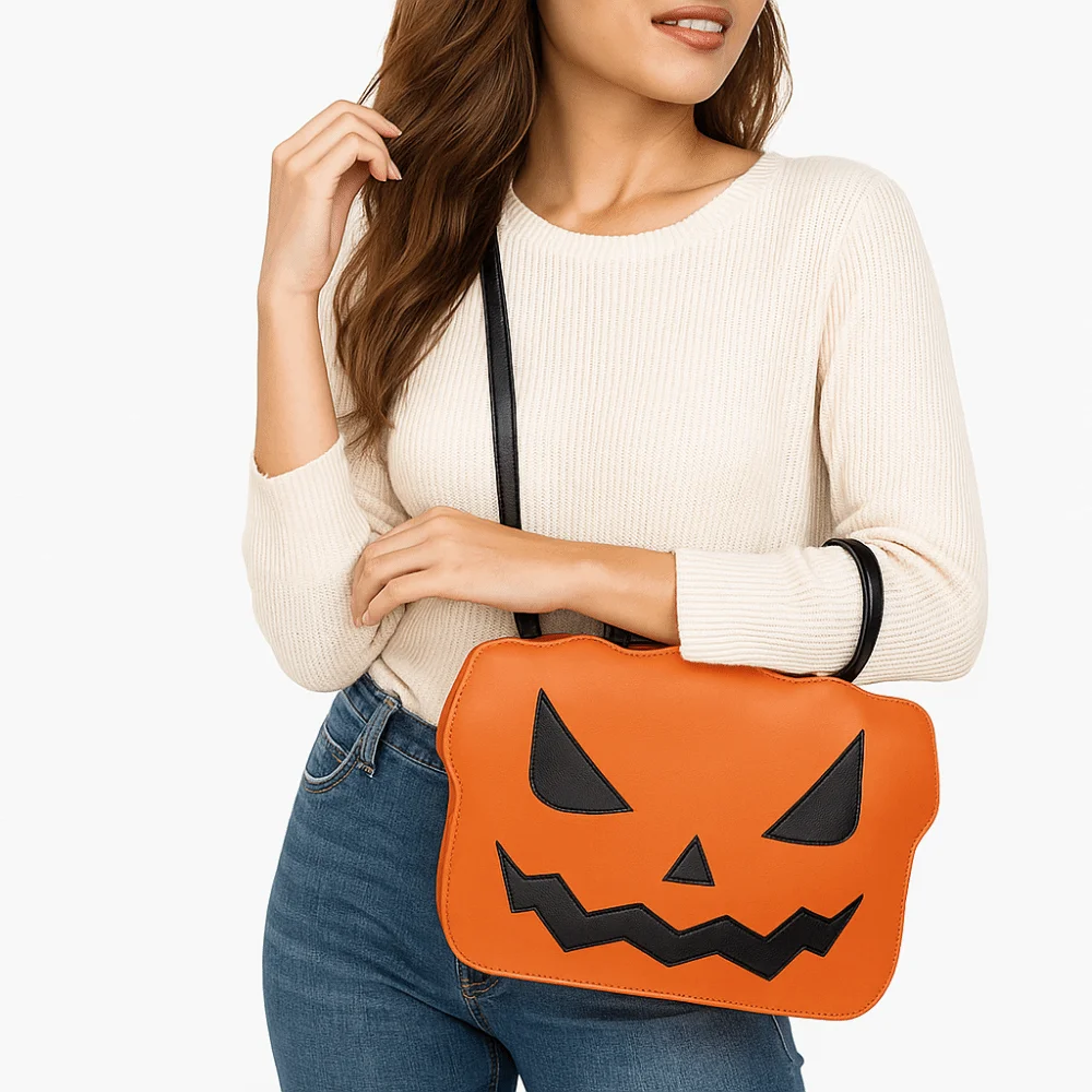 Casual Gothic Halloween Tote Bag Pu Leather Quirky Pumpkin Shoulder Bag Creative Large Capacity Demon Messenger Bag Festival
Casual Gothic Halloween Tote Bag Pu Leather Quirky Pumpkin Shoulder Bag Creative Large Capacity Demon Messenger Bag Festival