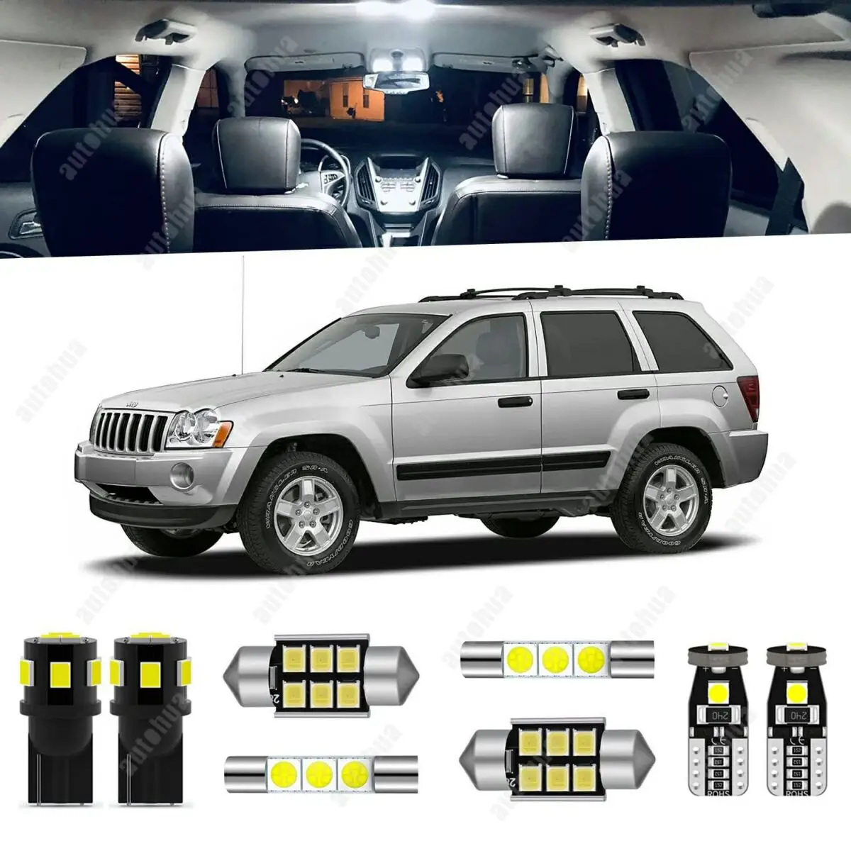 LED Interior Lights For Jeep Grand Cherokee 2005-2010 White 6000K LED Lighting 23Pcs
LED Interior Lights For Jeep Grand Cherokee 2005-2010 White 6000K LED Lighting 23Pcs