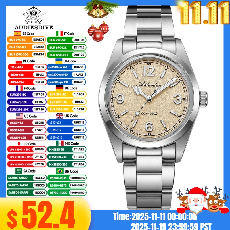 ADDIESDIVE 36mm 2025 New Men Business Watch 100m Diving AD2518 Bubble Mirror Pot Cover Glass 316L Stainless Steel Quartz watches
ADDIESDIVE 36mm 2025 New Men Business Watch 100m Diving AD2518 Bubble Mirror Pot Cover Glass 316L Stainless Steel Quartz watches