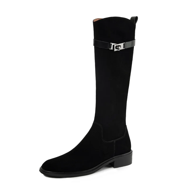 Women Cow Suede Motorcycle Knee High Boots SmallHut Autumn Winter Black Brown Low Square Heel Boot Elegant Buckle Zipper Shoes
Women Cow Suede Motorcycle Knee High Boots SmallHut Autumn Winter Black Brown Low Square Heel Boot Elegant Buckle Zipper Shoes