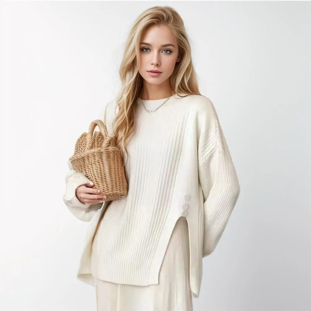 2024 Autumn Women Sweaters Winter Lady Pullover Tops Female Buttons Knitted Basic Solid Tees Sweaters
2024 Autumn Women Sweaters Winter Lady Pullover Tops Female Buttons Knitted Basic Solid Tees Sweaters