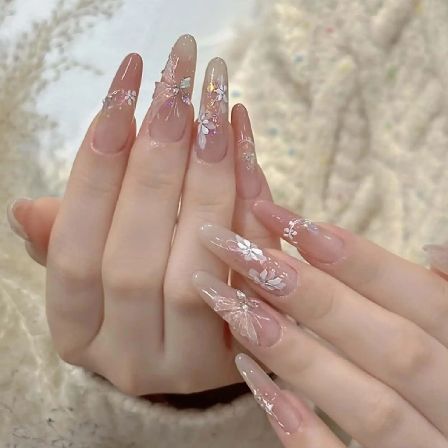 Pron Nails Long Fake Butterfly Pink Nails Tips Full Cover False Almond Nails for Women and Girls 24PCS
Pron Nails Long Fake Butterfly Pink Nails Tips Full Cover False Almond Nails for Women and Girls 24PCS
