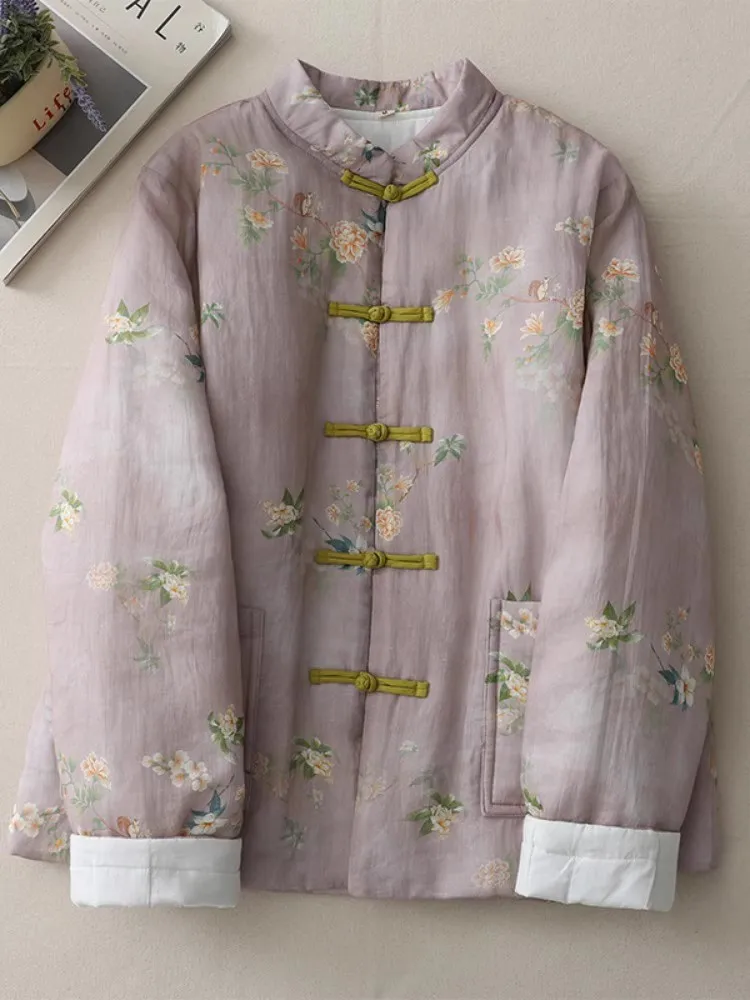Chinese Style Women Cotton Linen Outerwear Coat 2025 New Autumn Winter Thick Warm Stand Collar Buttons Quilted Parkas Tops
Chinese Style Women Cotton Linen Outerwear Coat 2025 New Autumn Winter Thick Warm Stand Collar Buttons Quilted Parkas Tops