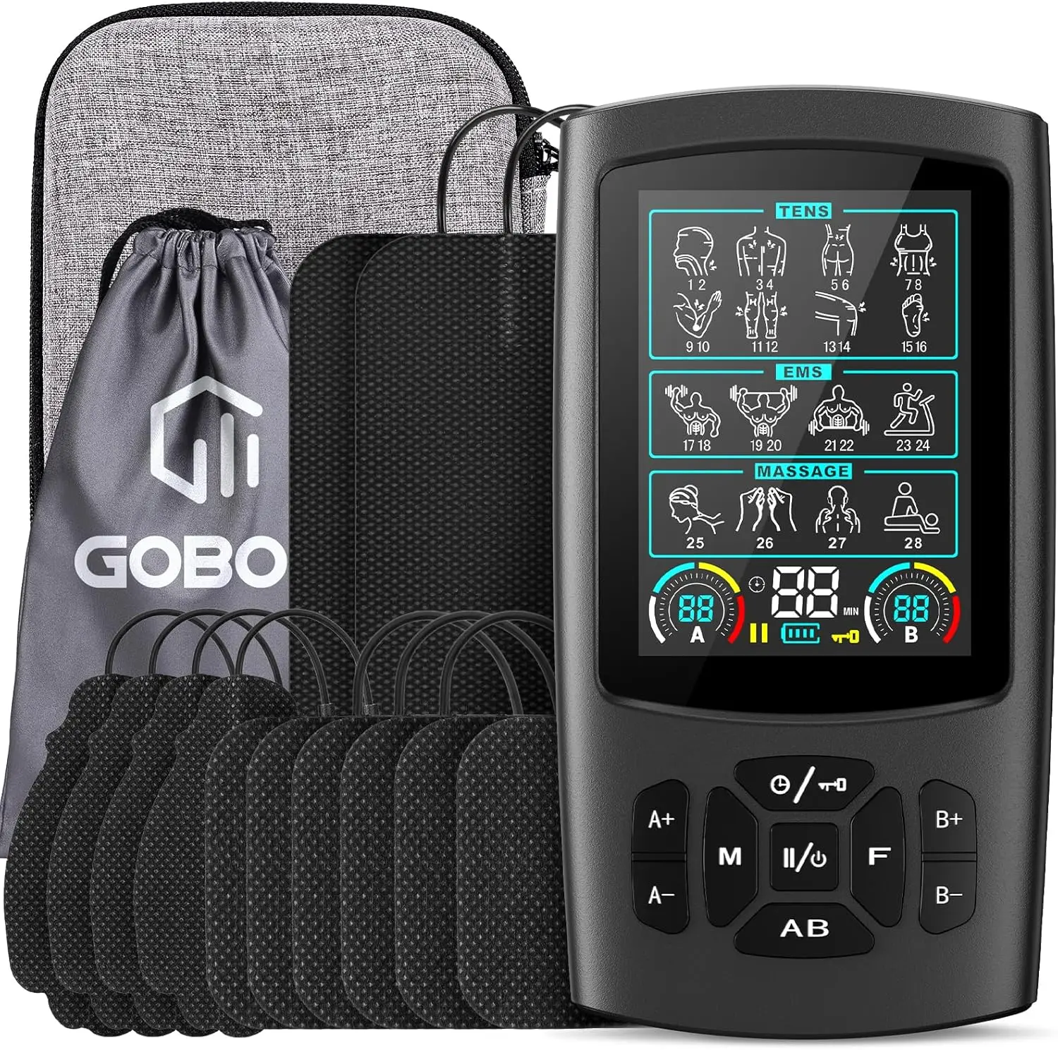 TENS Unit Muscle Stimulator, Rechargeable Dual Channel TENS EMS Machine, 28 Modes, 40 Levels, 3.8" Color Display, 12 Electrode Pads & EVA Case, for Back Neck Shoulder Leg Pain Relief
TENS Unit Muscle Stimulator, Rechargeable Dual Channel TENS EMS Machine, 28 Modes, 40 Levels, 3.8" Color Display, 12 Electrode Pads & EVA Case, for Back Neck Shoulder Leg Pain Relief