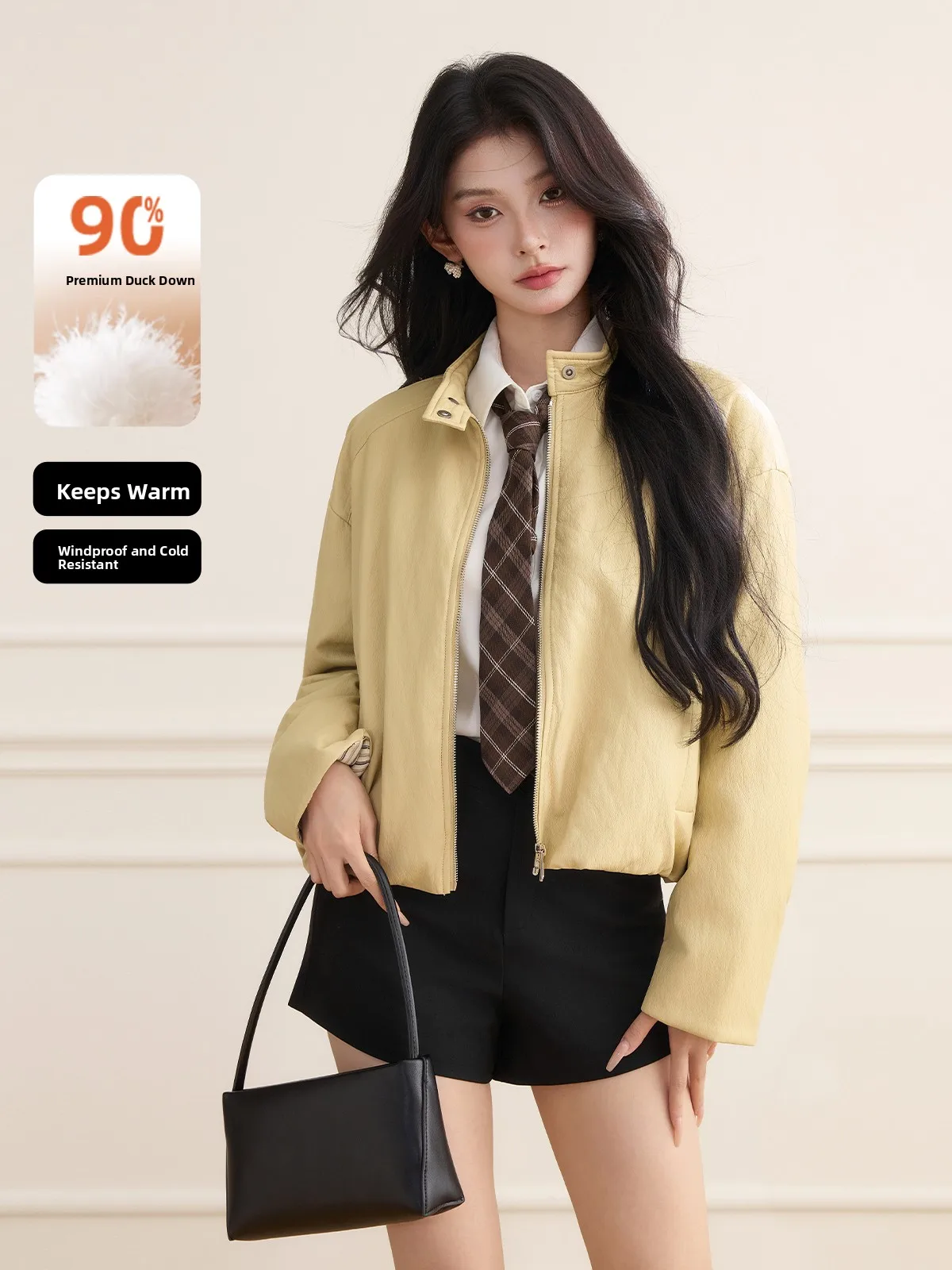 Fashionable Short Quilted Biker Jacket Women's Warmth Padded Coat White Duck down Coat Vintage Style Loose Fit Autumn Winter
Fashionable Short Quilted Biker Jacket Women's Warmth Padded Coat White Duck down Coat Vintage Style Loose Fit Autumn Winter