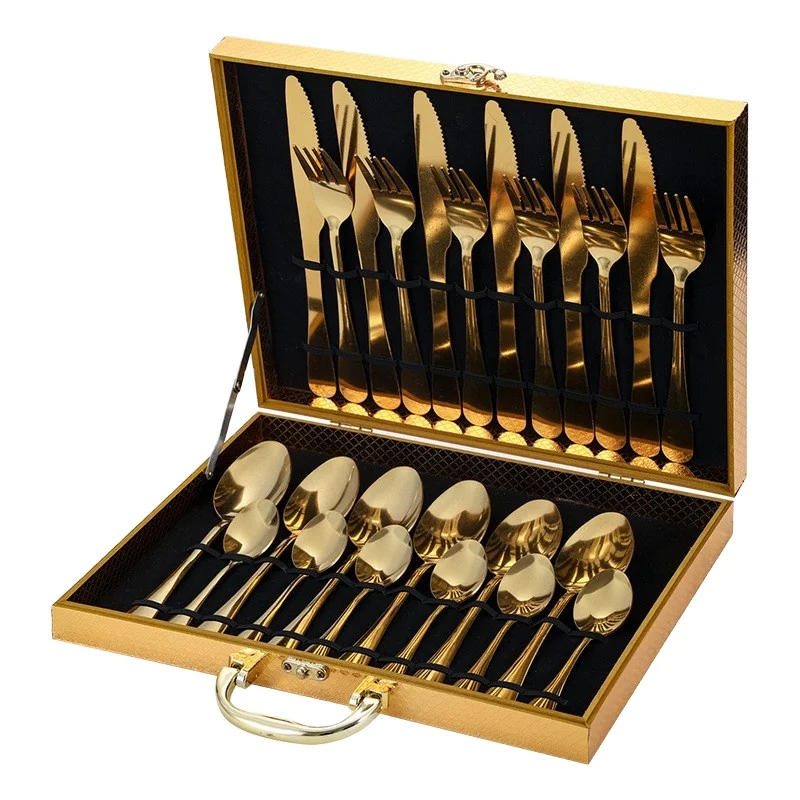 Kitchen Cutlery Sets Luxury High Quality Stainless Steel Golden Spoon Fork Knife Cutlery Set for Hotel
Kitchen Cutlery Sets Luxury High Quality Stainless Steel Golden Spoon Fork Knife Cutlery Set for Hotel