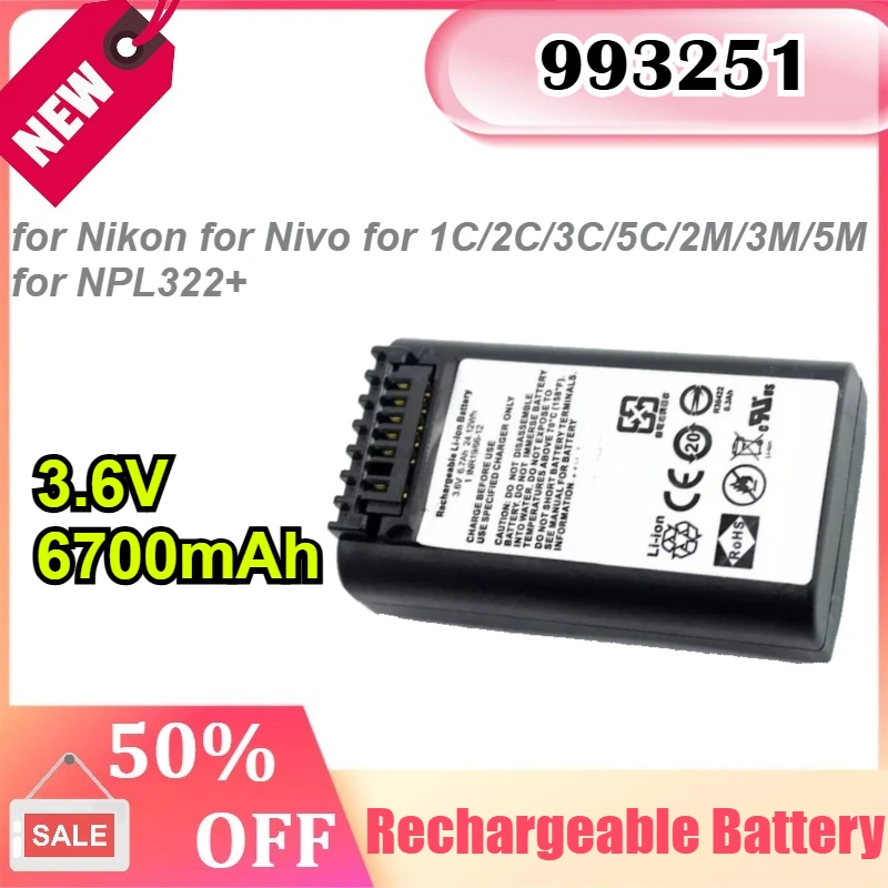 993251 3.6V 6700mAh for Nikon for Nivo for 1C/2C/3C/5C/2M/3M/5M for NPL322+ Rechargeable Battery
993251 3.6V 6700mAh for Nikon for Nivo for 1C/2C/3C/5C/2M/3M/5M for NPL322+ Rechargeable Battery