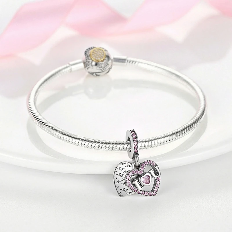 925 Sterling Silver Heart Charms Bead LOVE YOU Dangle Fit Original Bracelet Women Lover DIY Jewelry Gifts
925 Sterling Silver Heart Charms Bead LOVE YOU Dangle Fit Original Bracelet Women Lover DIY Jewelry Gifts