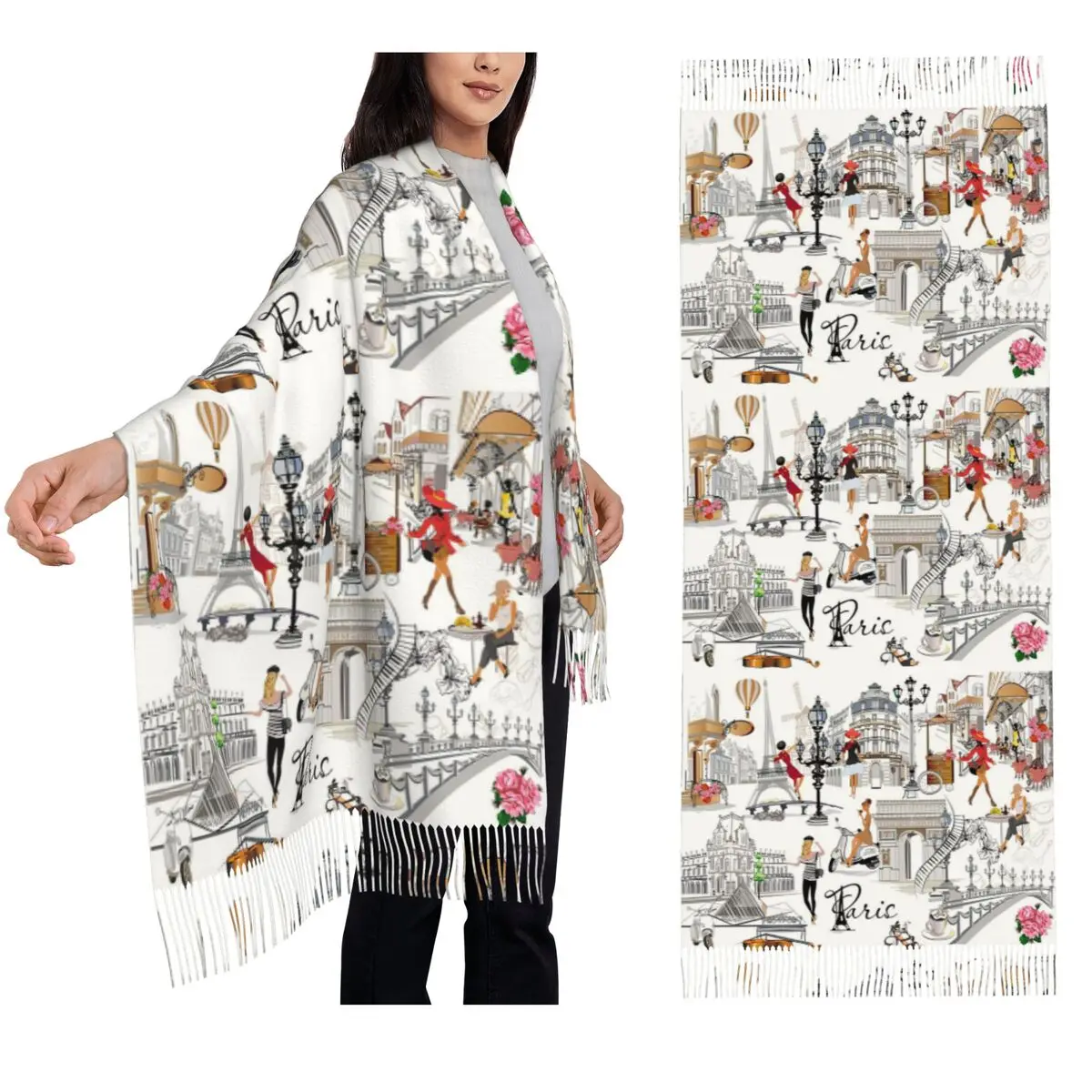 Шарф для путешествий в Париже, шарфы с кисточками для женщин, мягкие теплые шали и накидки, большая осенне-зимняя шаль
Шарф для путешествий в Париже, шарфы с кисточками для женщин, мягкие теплые шали и накидки, большая осенне-зимняя шаль