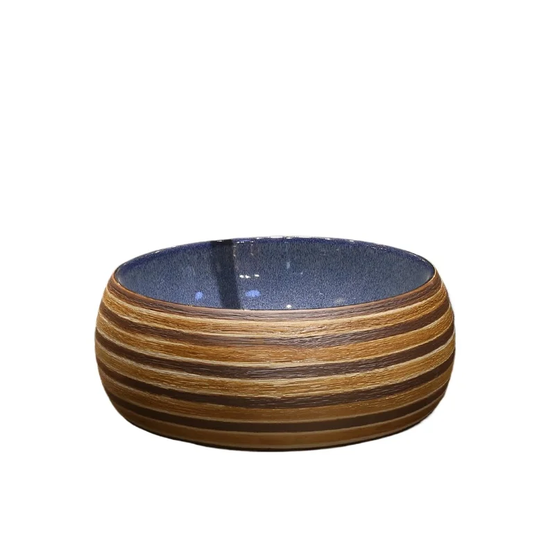 Engraved line table basin Round ceramic washbasin Retro home table washbasin
Engraved line table basin Round ceramic washbasin Retro home table washbasin