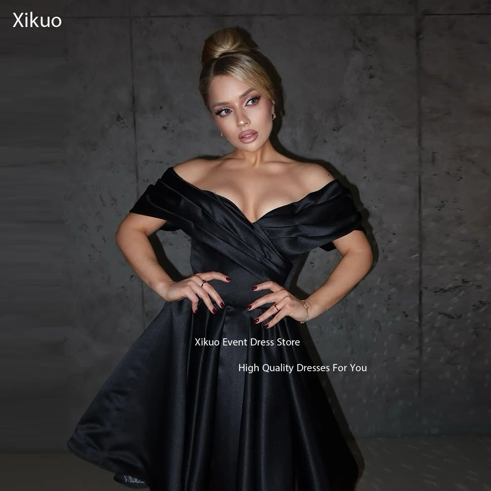 Xikuo Elegant Black Short Mini Prom Dresses Pleated Satin Evening Dresses Sweetheart Off The Shoulder Party Dresses Customized
Xikuo Elegant Black Short Mini Prom Dresses Pleated Satin Evening Dresses Sweetheart Off The Shoulder Party Dresses Customized