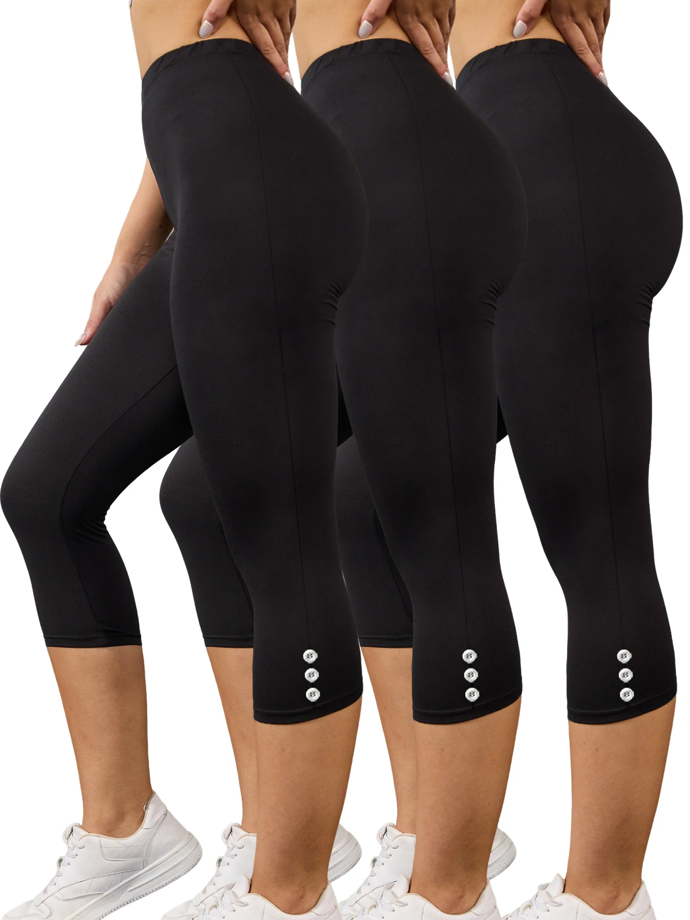 Women's 3 PACK Super Soft Capri Pants With Side Button Detail, No See Through Workout Running Yoga Athletic Leggings
Women's 3 PACK Super Soft Capri Pants With Side Button Detail, No See Through Workout Running Yoga Athletic Leggings