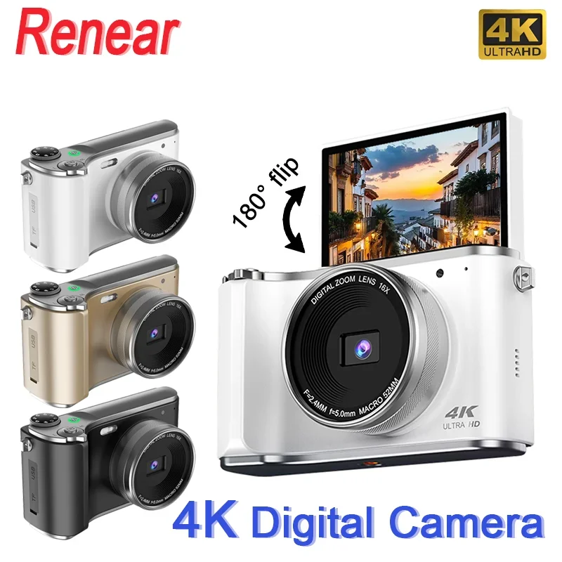 Цифровая камера 4K, 16-кратный цифровой зум, 64 МП, винтажная фотокамера 180 ° Видеорегистратор с откидным экраном для веб-камеры YouTube Selfile
Цифровая камера 4K, 16-кратный цифровой зум, 64 МП, винтажная фотокамера 180 ° Видеорегистратор с откидным экраном для веб-камеры YouTube Selfile