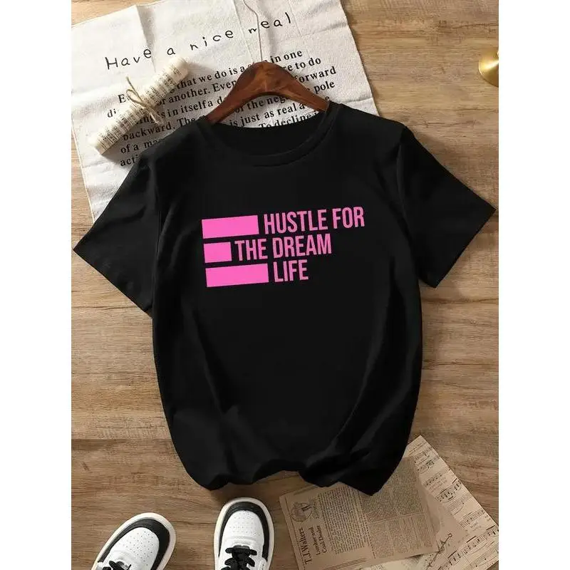 Women's "HUSTLE FOR THE DREAM LIFE" T-Shirt Motivational Graphic Tee Streetwear Gym Workout Casual Cotton Top Gift
Women's "HUSTLE FOR THE DREAM LIFE" T-Shirt Motivational Graphic Tee Streetwear Gym Workout Casual Cotton Top Gift