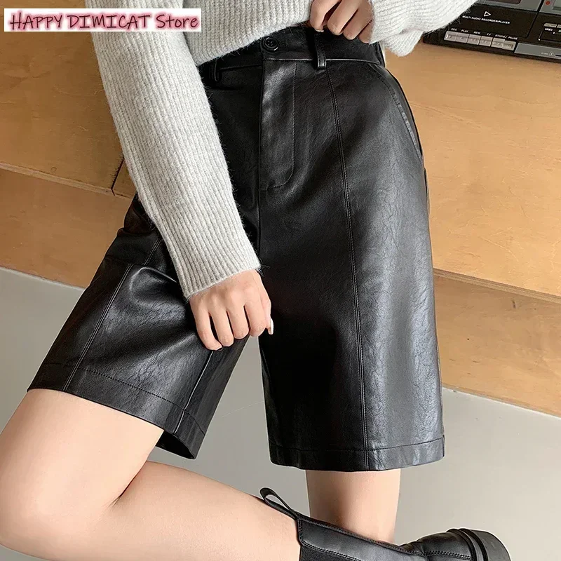 Winter Loose Knee Length Washed Leather Shorts Gray High Waist Casual Wide Leg Pu 2024 Autumn Short Pants Woman
Winter Loose Knee Length Washed Leather Shorts Gray High Waist Casual Wide Leg Pu 2024 Autumn Short Pants Woman