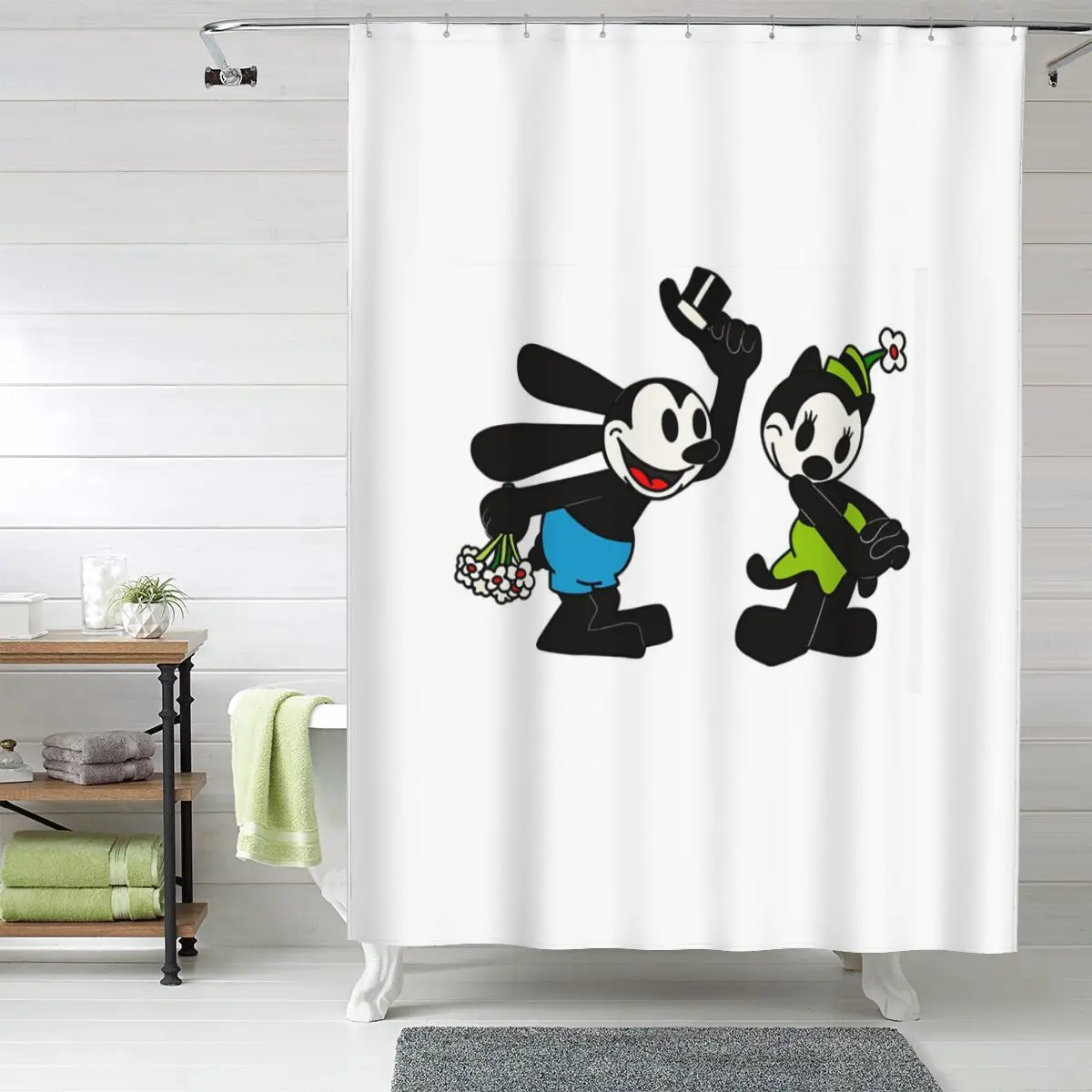 Забавная занавеска для душа с изображением Освальда и Ортенсии, полиэстеровая, водонепроницаемая, с крючками
Забавная занавеска для душа с изображением Освальда и Ортенсии, полиэстеровая, водонепроницаемая, с крючками