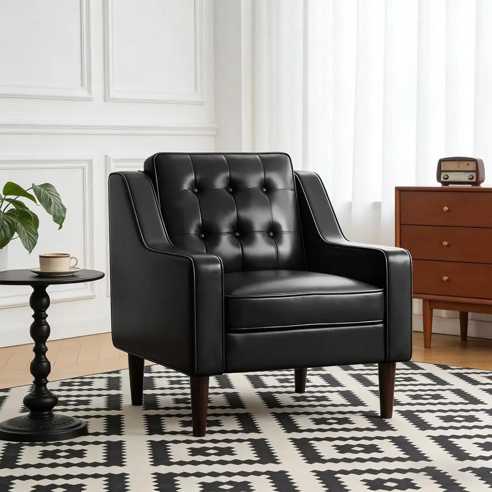 Modern Button-Tufted Accent Chair with Removable Cushions for Living Room, Bedroom, or Office in Black
Modern Button-Tufted Accent Chair with Removable Cushions for Living Room, Bedroom, or Office in Black