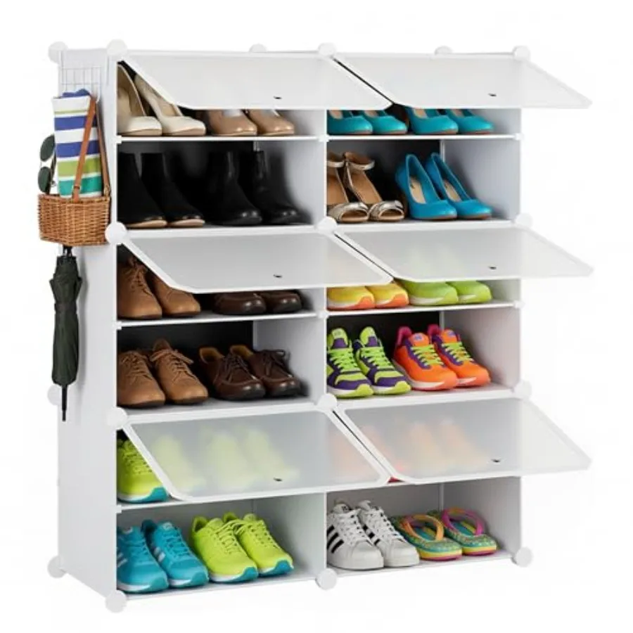 6-Tier Shoe Rack Organizer with Door 24-Pair Shoe Storage Cabinet Stackable Plastic Shelves for Closet Entryway Hallway Bedroom
6-Tier Shoe Rack Organizer with Door 24-Pair Shoe Storage Cabinet Stackable Plastic Shelves for Closet Entryway Hallway Bedroom
