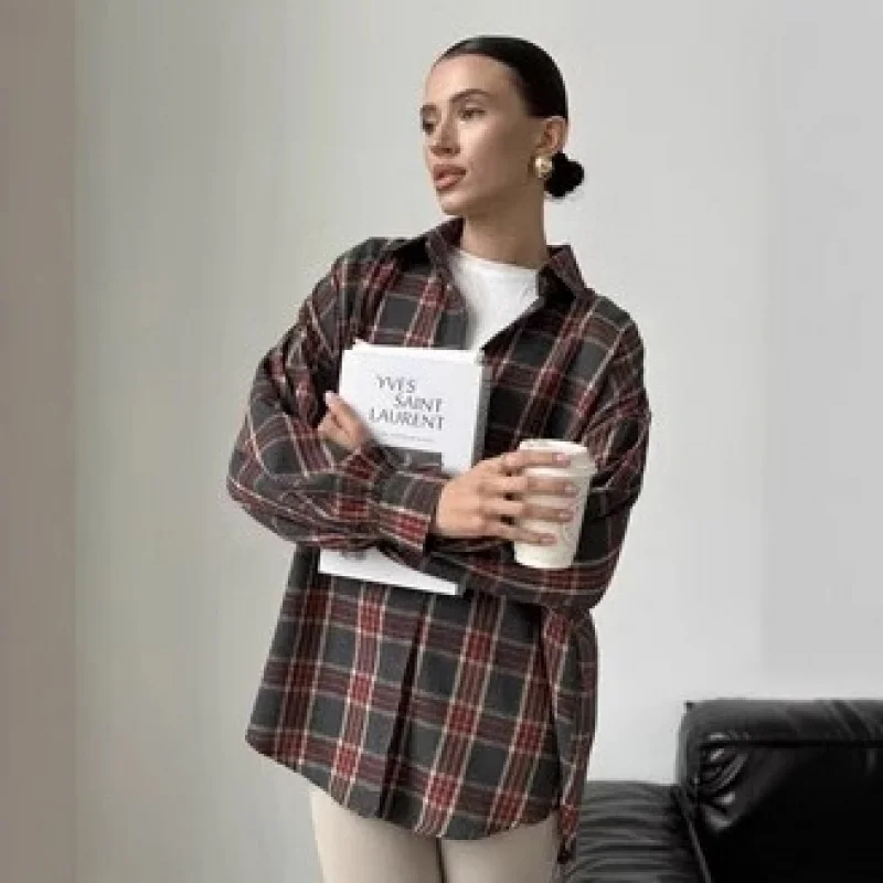 2025New Vintage Style Versatile Turn-down Collar Loose Shirt2025Hot-Selling Spring and Autumn Plaid Long Sleeve Pocket Women's S
2025New Vintage Style Versatile Turn-down Collar Loose Shirt2025Hot-Selling Spring and Autumn Plaid Long Sleeve Pocket Women's S