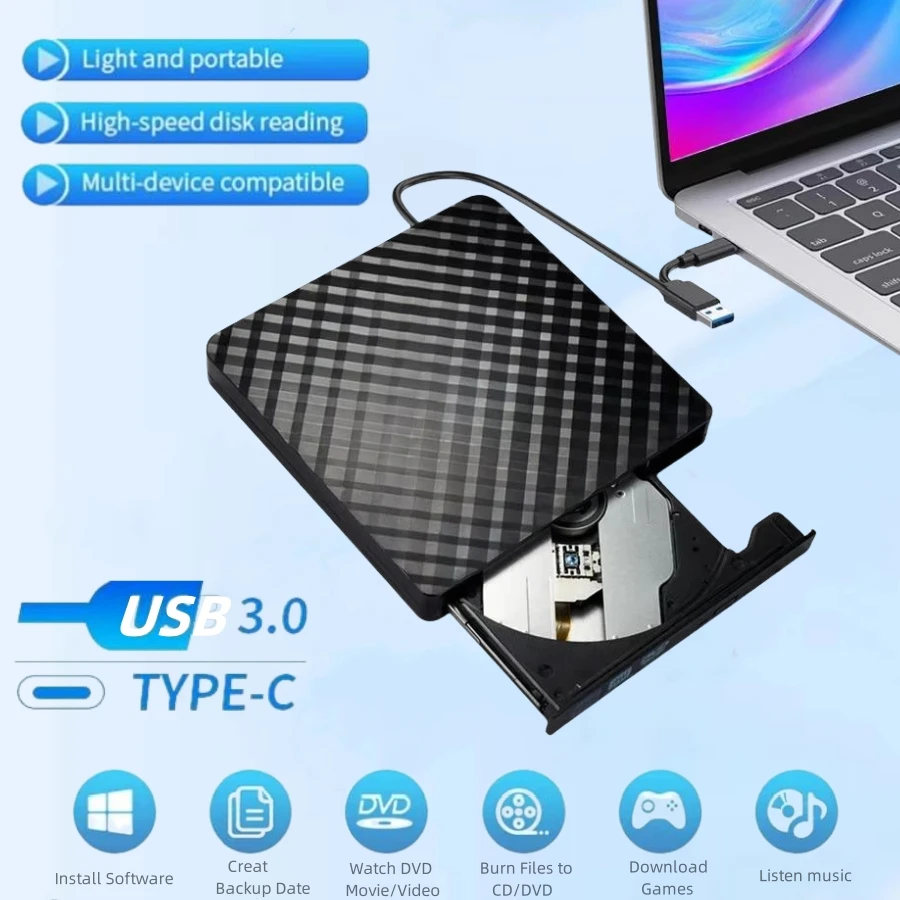 External CD DVD Drives USB 3.0 Type C 2-in-1 Slim Protectable CD-RW Optical Drive DVD-ROM Burner Player For Laptop Desktop PCs
External CD DVD Drives USB 3.0 Type C 2-in-1 Slim Protectable CD-RW Optical Drive DVD-ROM Burner Player For Laptop Desktop PCs