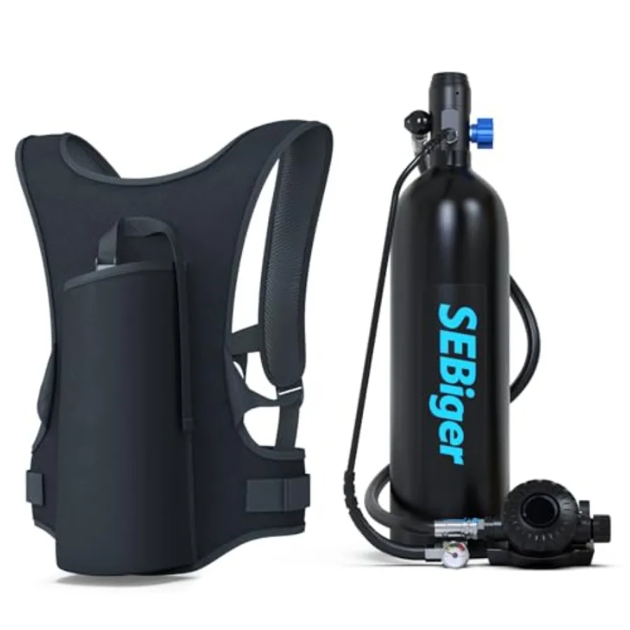 Mini Scuba Tank 1.9L for underwater exploration/entertainment, aluminum alloy, black, DOT certified reusable pony bottle with r
Mini Scuba Tank 1.9L for underwater exploration/entertainment, aluminum alloy, black, DOT certified reusable pony bottle with r