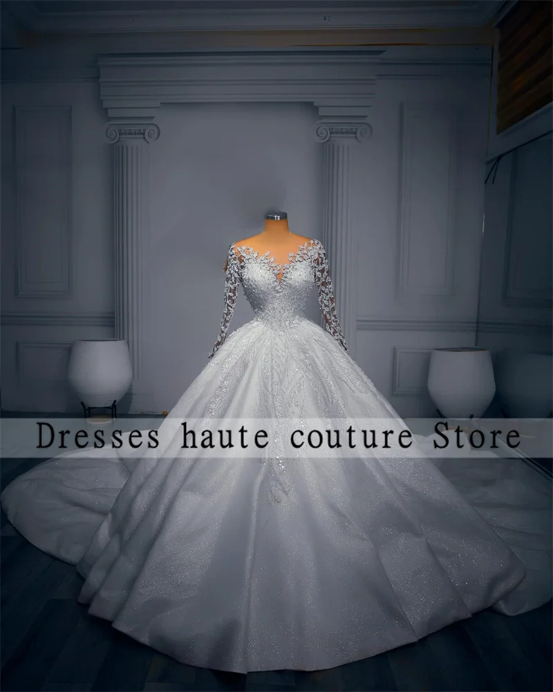 Luxury Wedding Dresses Ball Gown 2025 Long Sleeve Lace Applique Princess Bridal Gowns Arab Dubai Bride Dress Customized
Luxury Wedding Dresses Ball Gown 2025 Long Sleeve Lace Applique Princess Bridal Gowns Arab Dubai Bride Dress Customized