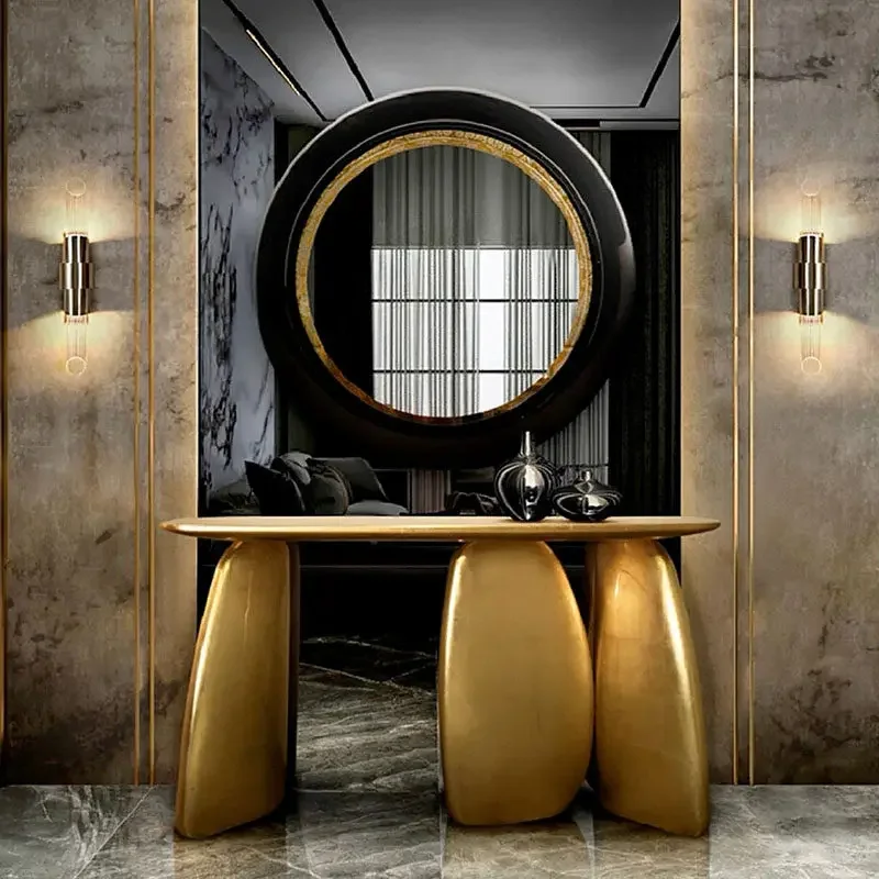 Italian light luxury solid wood porch table for household entry against the wall irregular gold bar table
Italian light luxury solid wood porch table for household entry against the wall irregular gold bar table