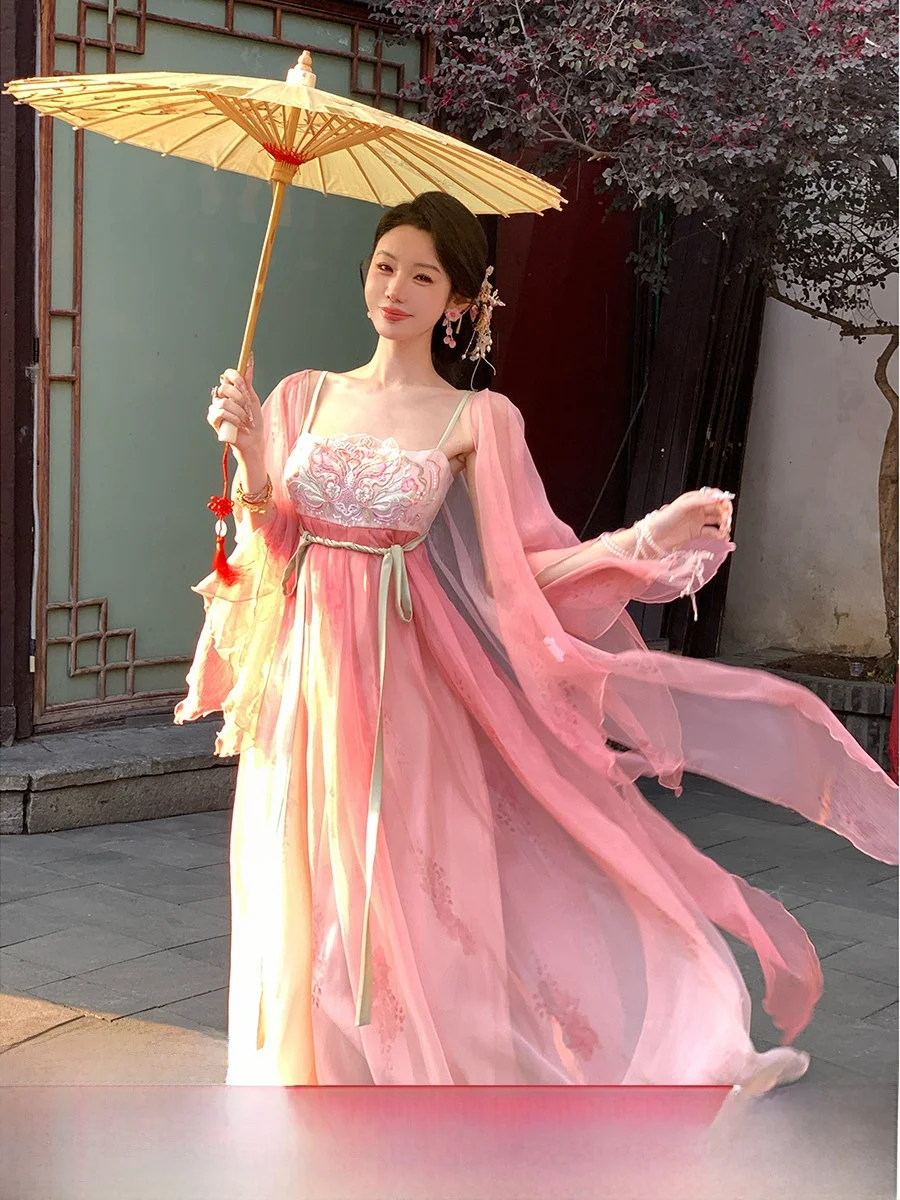 Sun Ya Spring Banquet Pink Silk Georgette Traditional Chinese Sle Long Dr with Outer awl Women's Faion Hanfu Dr
Sun Ya Spring Banquet Pink Silk Georgette Traditional Chinese Sle Long Dr with Outer awl Women's Faion Hanfu Dr