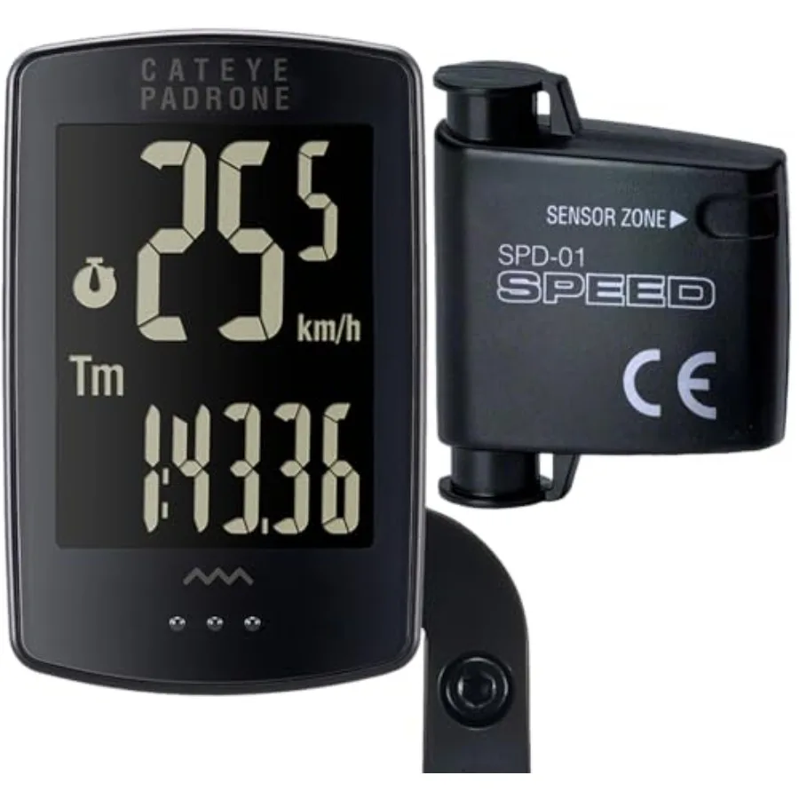 Padrone Wireless Bike Computer Oversized Display Cyclocomputer, Wireless Speedometer and Odometer, FlexTight™ Mount, Auto Start