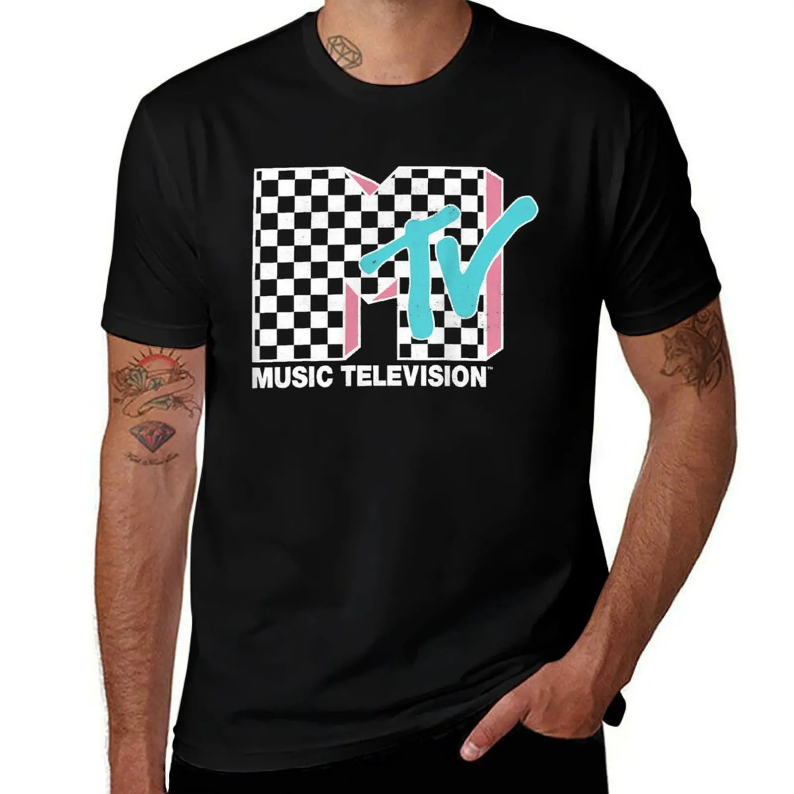 Mtv neon distressed checkered logo T-Shirt sports fans vintage graphic tee customs design your own t shirts men
Mtv neon distressed checkered logo T-Shirt sports fans vintage graphic tee customs design your own t shirts men