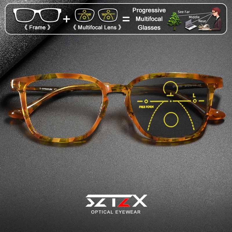 SZTZX Vintage Titanium Acetate Square Design Frame Prescription Glasses Anti Blue Ray Photochromic Multifocal Eyeglasses For Men
SZTZX Vintage Titanium Acetate Square Design Frame Prescription Glasses Anti Blue Ray Photochromic Multifocal Eyeglasses For Men
