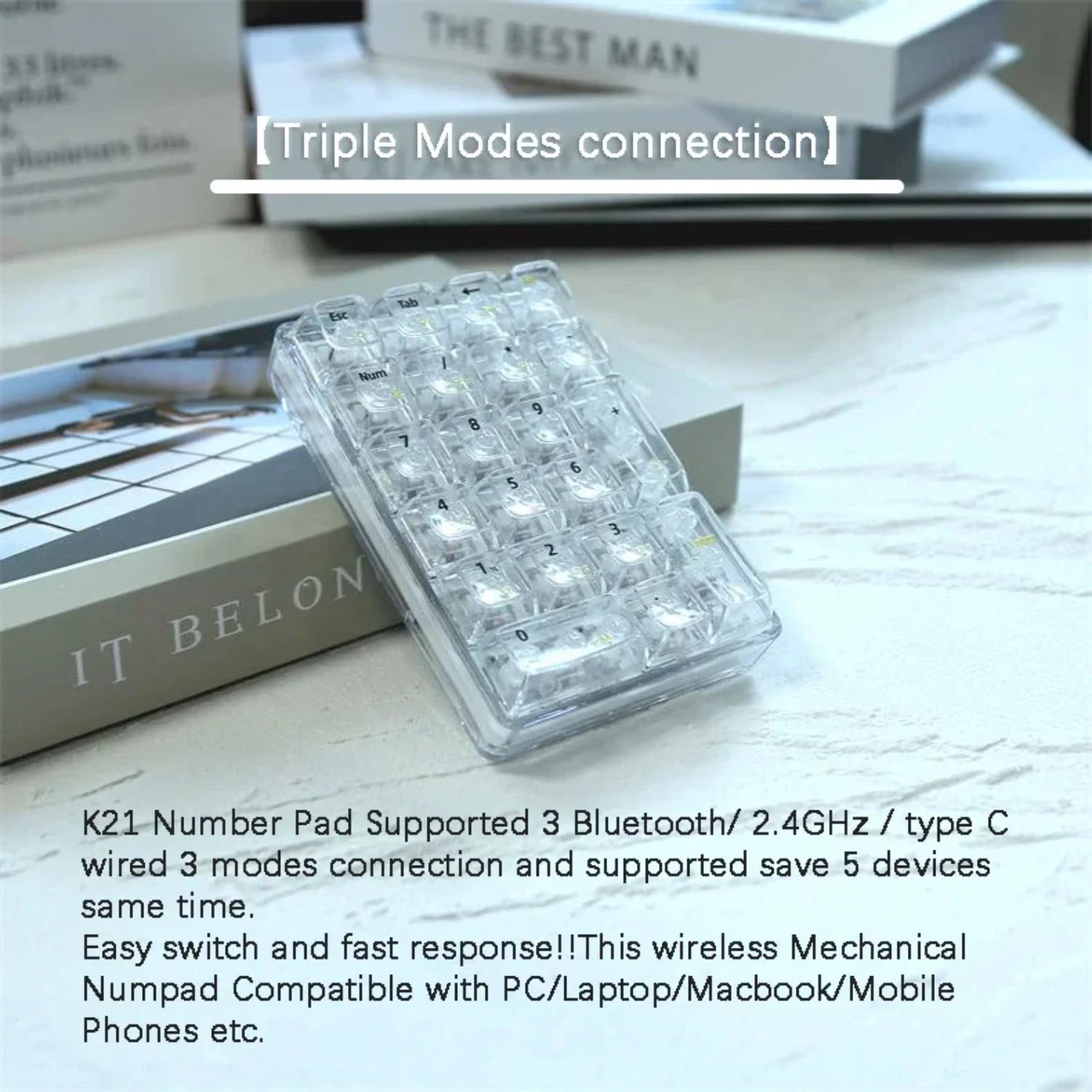 Механическая клавиатура K21, Bluetooth, цифровая клавиатура, 21 клавиша, макроскоп, 3-режимный комплект с возможностью горячей замены, колпачки для клавиш RGB Pudding, рабочая игра для учета
Механическая клавиатура K21, Bluetooth, цифровая клавиатура, 21 клавиша, макроскоп, 3-режимный комплект с возможностью горячей замены, колпачки для клавиш RGB Pudding, рабочая игра для учета