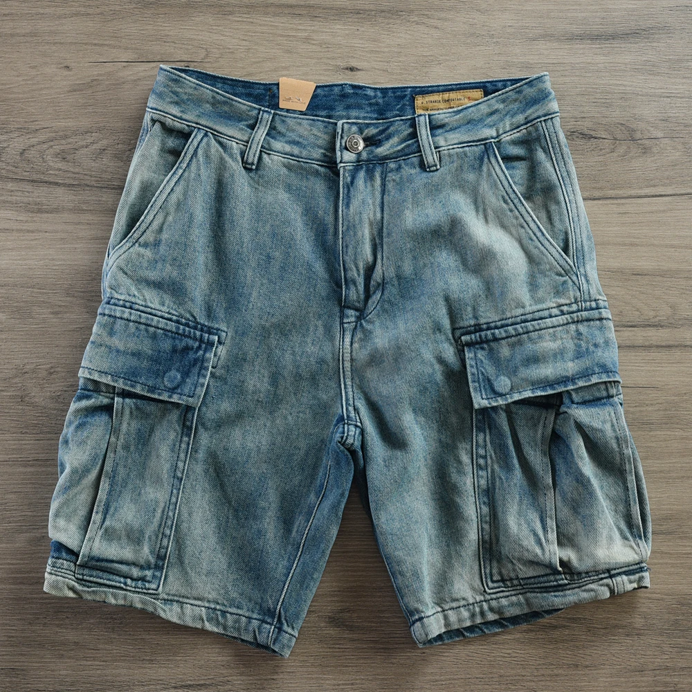 Summer New American Retro Heavyweight Denim Cargo Shorts Men's Street 100% Cotton Washed Loose Straight Casual 5-point Pants
Summer New American Retro Heavyweight Denim Cargo Shorts Men's Street 100% Cotton Washed Loose Straight Casual 5-point Pants