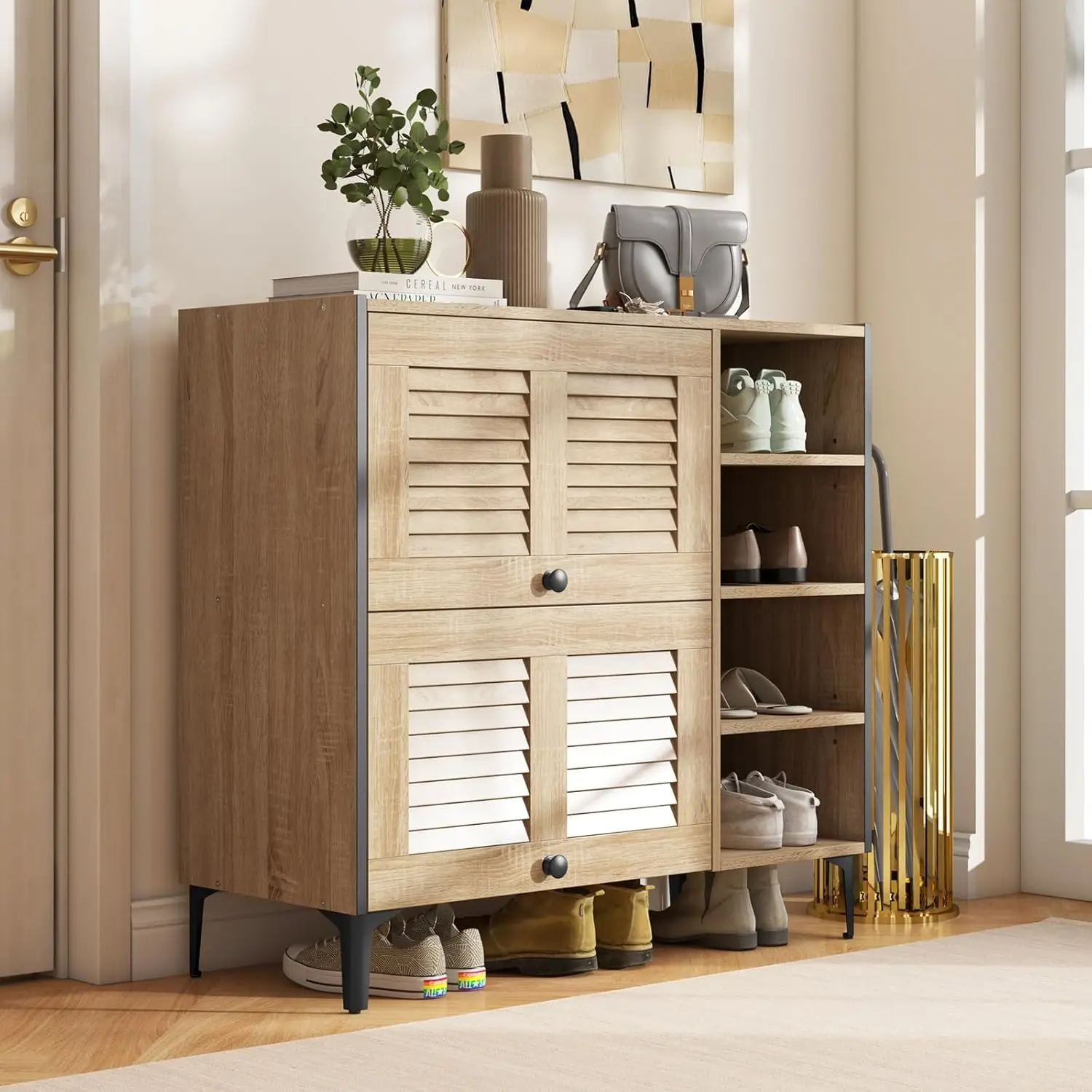 Flip & Slide Doors Adjustable Cube Shelves Wood Shoe Cabinet Storage Entryway Closet Hallway Living Room Foyer, Customized
Flip & Slide Doors Adjustable Cube Shelves Wood Shoe Cabinet Storage Entryway Closet Hallway Living Room Foyer, Customized