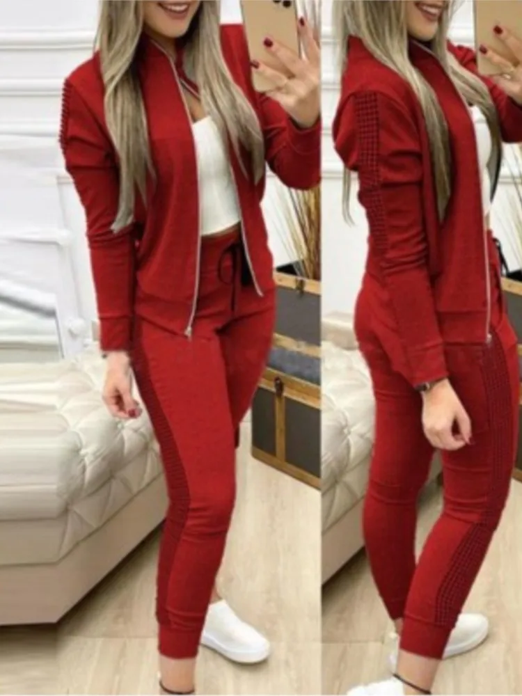 Autumn Winter Casual Sports Zipper Tops Coat Pants Two Pieces Sets For Women Fashion Spliced lattice Printing Activewear Sets
Autumn Winter Casual Sports Zipper Tops Coat Pants Two Pieces Sets For Women Fashion Spliced lattice Printing Activewear Sets