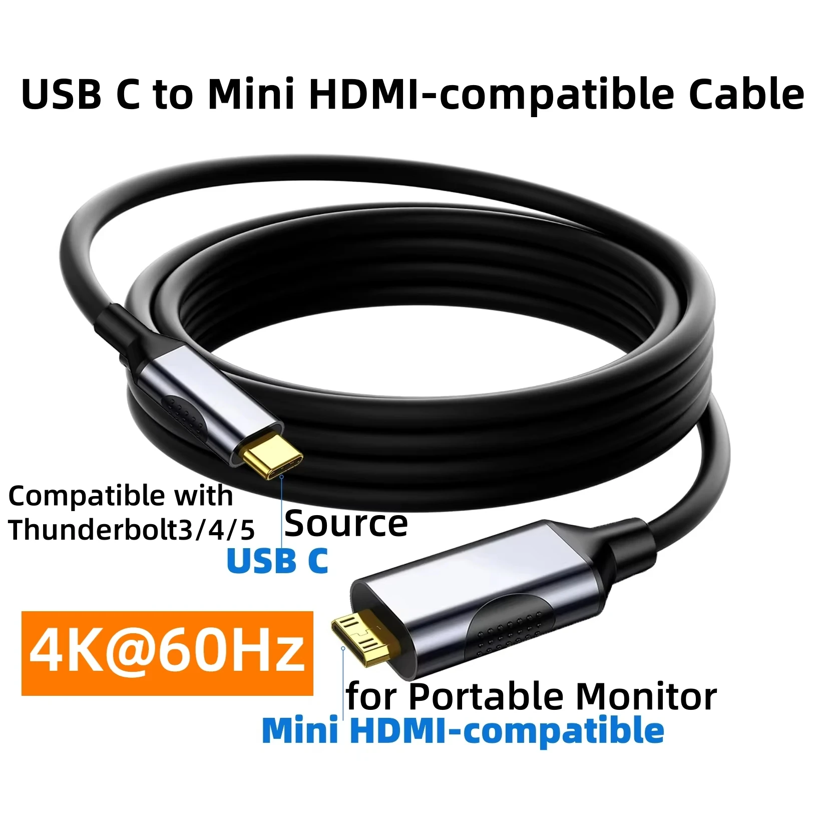 USB C to Mini HDMI-compatible 4K@60Hz Cable Compatible with Samsung Phone16/15 Series Macbook Pro Portable Monitor Steam Deck 
USB C to Mini HDMI-compatible 4K@60Hz Cable Compatible with Samsung Phone16/15 Series Macbook Pro Portable Monitor Steam Deck