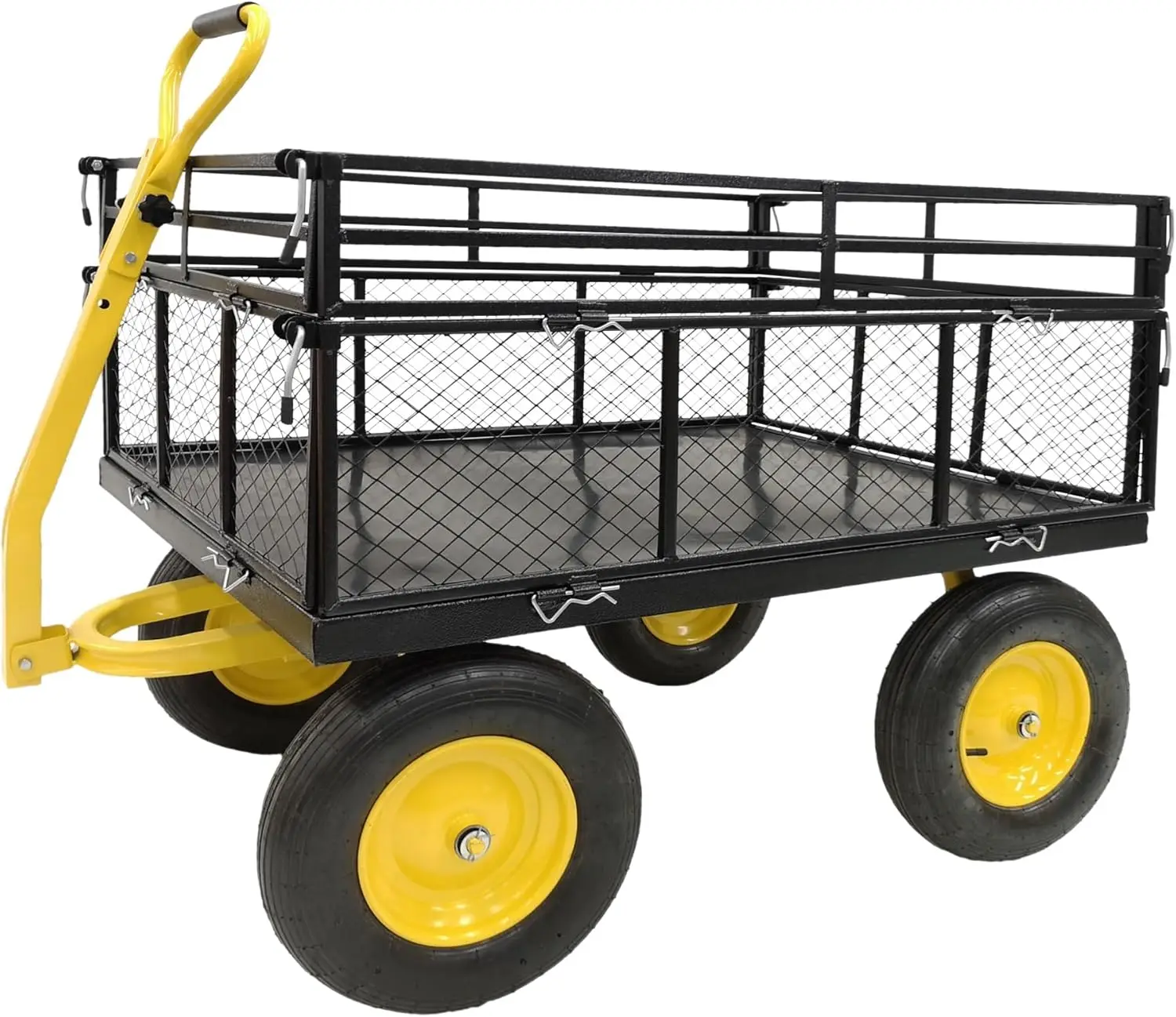 Steel Garden Cart – Heavy Duty 1400 lbs Capacity, Removable Mesh Sides for Flatbed Conversion, 2-in-1 Handle, 16 in Tires, Perfe
Steel Garden Cart – Heavy Duty 1400 lbs Capacity, Removable Mesh Sides for Flatbed Conversion, 2-in-1 Handle, 16 in Tires, Perfe