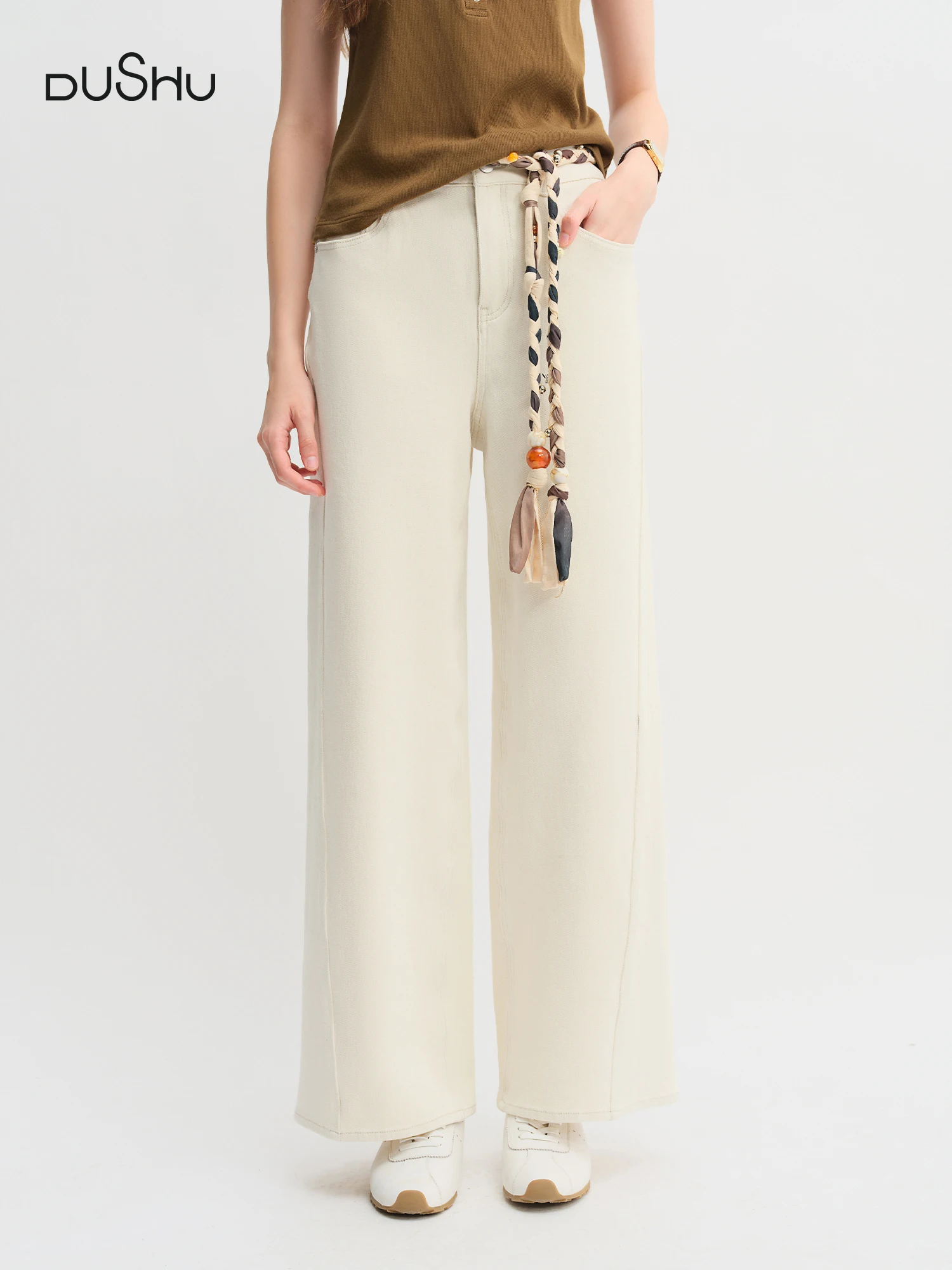 DUSHU Autumn 2025 Women's High Waist Jeans - Stretch White Straight Leg Pants Office Casual Versatile Long Trousers
DUSHU Autumn 2025 Women's High Waist Jeans - Stretch White Straight Leg Pants Office Casual Versatile Long Trousers