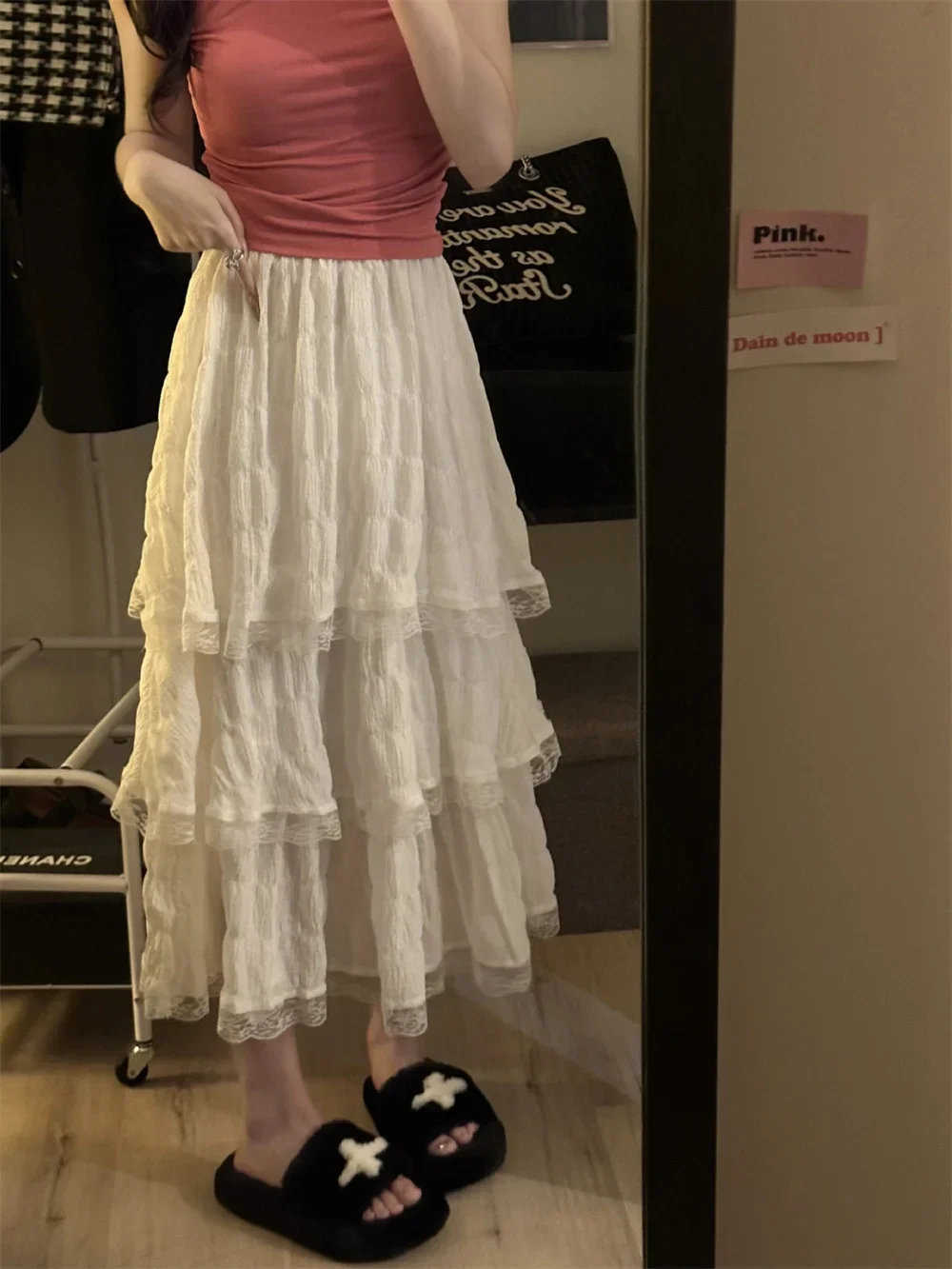 Summer High Elastic Waist Low Ruffle Pleated Skirts womens 2025 Fashion Korean Women New White Black Long Crochet Lace Skirt
Summer High Elastic Waist Low Ruffle Pleated Skirts womens 2025 Fashion Korean Women New White Black Long Crochet Lace Skirt