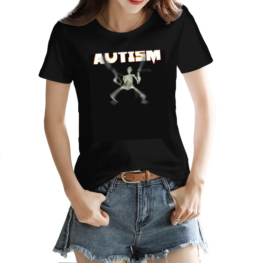 Autism Skeleton Meme Women's Creative Luxury, High-Quality Summer Printed T-Shirt, Loose Casual Cotton, Round Neck Short Sleeve
Autism Skeleton Meme Women's Creative Luxury, High-Quality Summer Printed T-Shirt, Loose Casual Cotton, Round Neck Short Sleeve