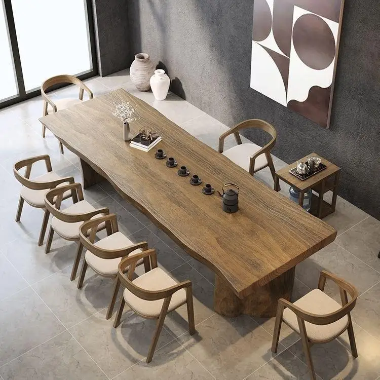 Household living room solid wood tea table and chair combination large board whole board log thick board
Household living room solid wood tea table and chair combination large board whole board log thick board