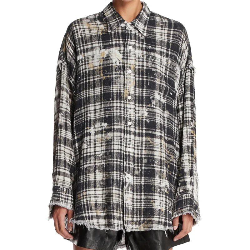 Women's shirt New retro pure cotton collar long sleeved top for autumn 2025 Couple style loose fit Thin coat y2k Women's blouse 
Women's shirt New retro pure cotton collar long sleeved top for autumn 2025 Couple style loose fit Thin coat y2k Women's blouse