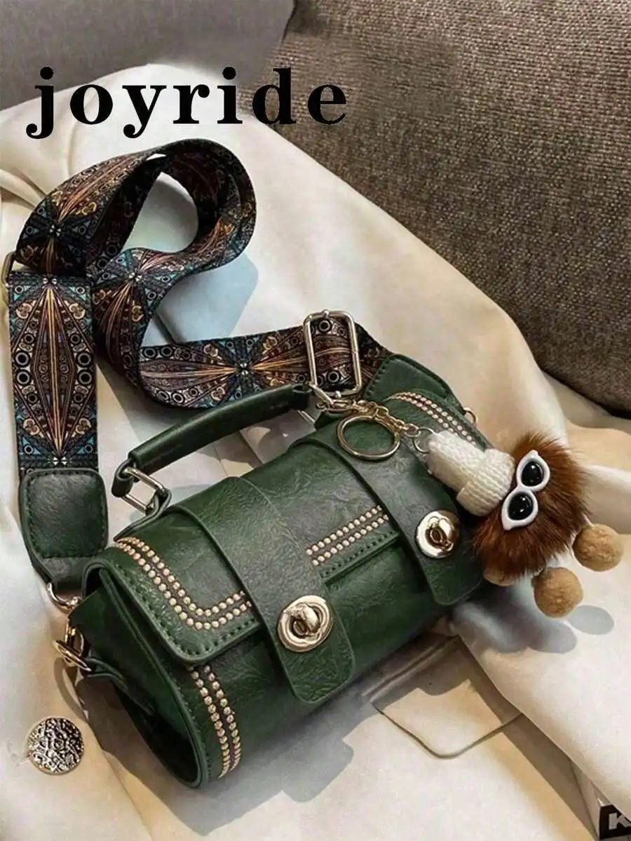 Mini Green Retro Barrel Handbag with Embroidered Strap and Charm
Mini Green Retro Barrel Handbag with Embroidered Strap and Charm