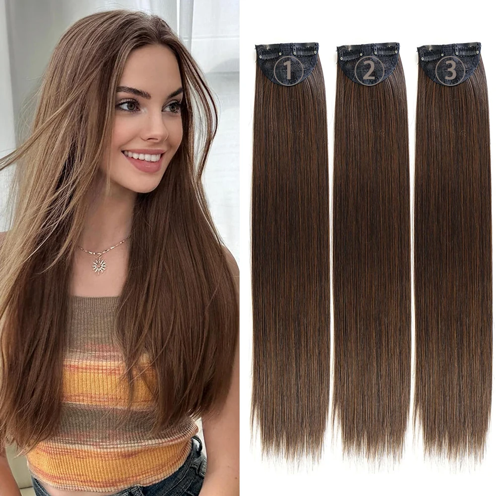 3PCS Thick Light brown Long Straight Set 24inch Synthetic Clip in Hair Extensions for Women
3PCS Thick Light brown Long Straight Set 24inch Synthetic Clip in Hair Extensions for Women
